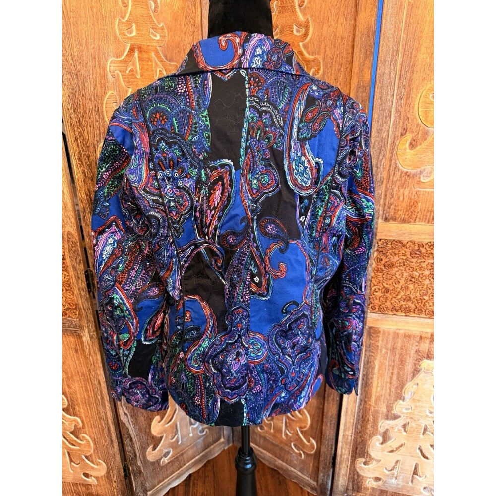 Coldwater Creek Womens Size 12 3 Button Paisley Long Sleeve Cotton Blend Blazer - Picture 3 of 10